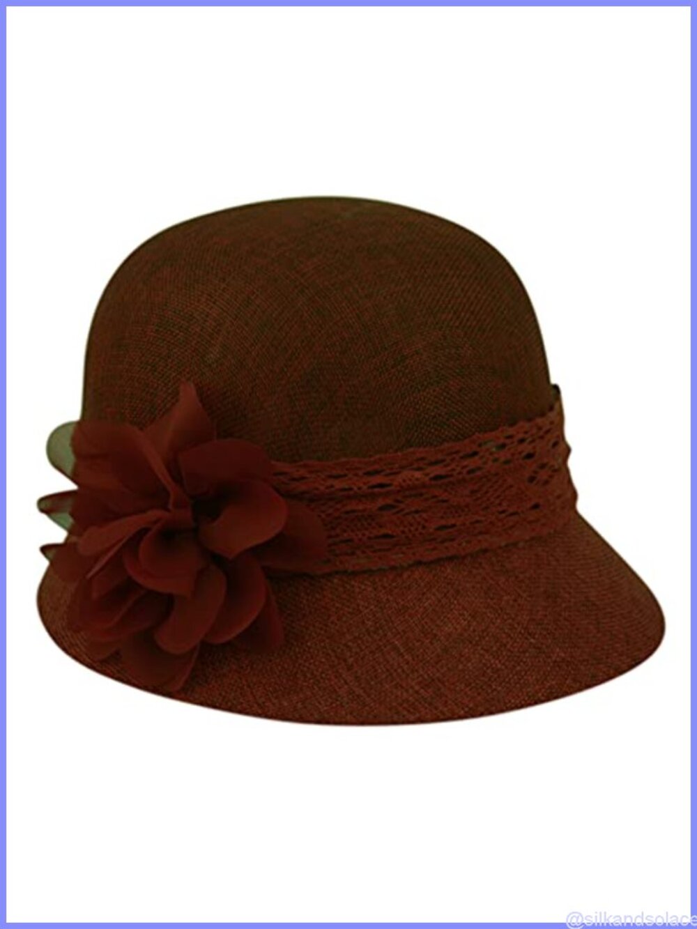 Gatsby Linen Cloche Sun Hat Lace Band Flower Lightweight